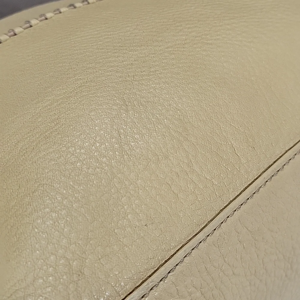 Hobo Cream Pebble Leather Hobo Shoulder Bag
